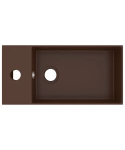 Lavandino con Troppopieno in Ceramica Marrone Scuro