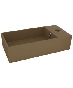 Lavandino con Troppopieno in Ceramica Crema Opaco