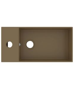 Lavandino con Troppopieno in Ceramica Crema Opaco