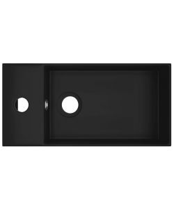 Lavandino con Troppopieno in Ceramica Nero Opaco