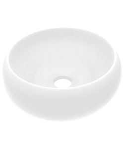 Lavandino Lusso Rotondo Bianco Opaco 40x15 cm in Ceramica