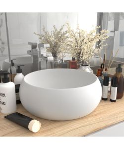 Lavandino Lusso Rotondo Bianco Opaco 40x15 cm in Ceramica
