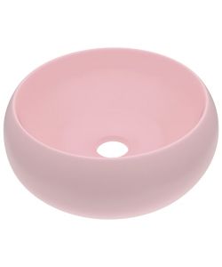 Lavandino Lusso Rotondo Rosa Opaco 40x15 cm in Ceramica