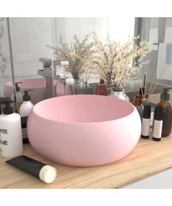 Lavandino Lusso Rotondo Rosa Opaco 40x15 cm in Ceramica
