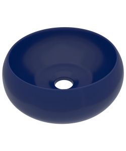 Lavandino Lusso Rotondo Blu Scuro Opaco 40x15 cm in Ceramica