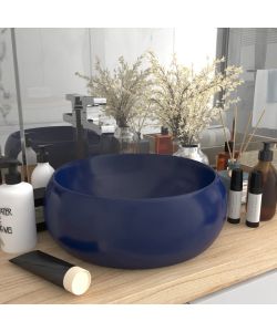 Lavandino Lusso Rotondo Blu Scuro Opaco 40x15 cm in Ceramica