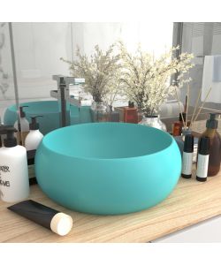 Lavandino Lusso Rotondo Verde Chiaro Opaco 40x15 cm in Ceramica