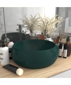 Lavandino Lusso Rotondo Verde Scuro Opaco 40x15 cm in Ceramica