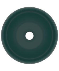 Lavandino Lusso Rotondo Verde Scuro Opaco 40x15 cm in Ceramica