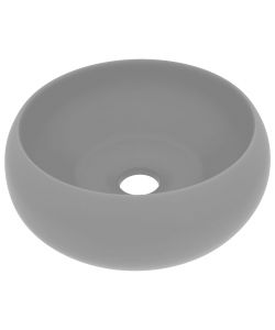 Lavandino Lusso Rotondo Grigio Chiaro Opaco 40x15cm in Ceramica
