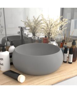 Lavandino Lusso Rotondo Grigio Chiaro Opaco 40x15cm in Ceramica