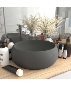 Lavandino Lusso Rotondo Grigio Scuro Opaco 40x15 cm in Ceramica