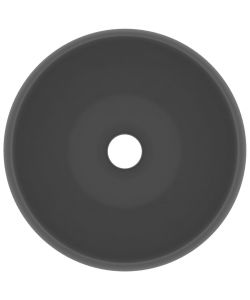 Lavandino Lusso Rotondo Grigio Scuro Opaco 40x15 cm in Ceramica