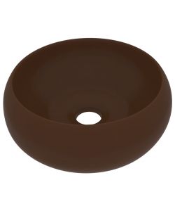 Lavandino Lusso Rotondo Marrone Scuro Opaco 40x15cm in Ceramica
