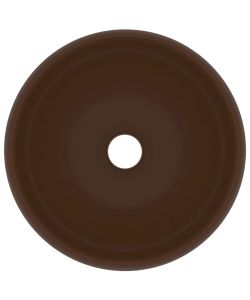 Lavandino Lusso Rotondo Marrone Scuro Opaco 40x15cm in Ceramica