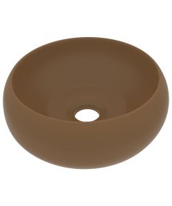 Lavandino Lusso Rotondo Crema Opaco 40x15 cm in Ceramica