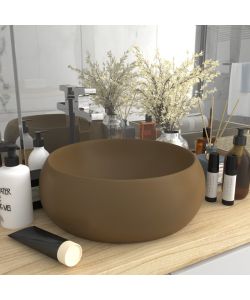Lavandino Lusso Rotondo Crema Opaco 40x15 cm in Ceramica
