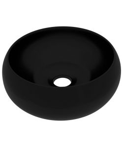 Lavandino Lusso Rotondo Nero Opaco 40x15 cm in Ceramica