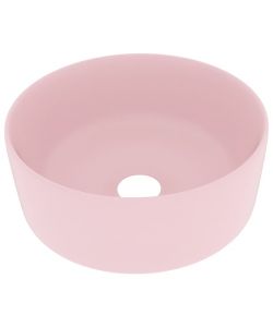 Lavandino Lusso Rotondo Rosa Opaco 40x15 cm in Ceramica