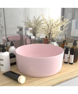 Lavandino Lusso Rotondo Rosa Opaco 40x15 cm in Ceramica