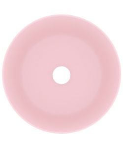 Lavandino Lusso Rotondo Rosa Opaco 40x15 cm in Ceramica