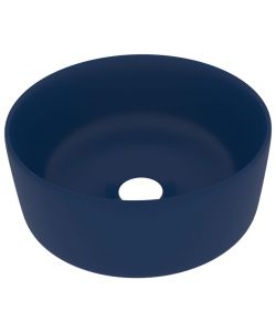 Lavandino Lusso Rotondo Blu Scuro Opaco 40x15 cm in Ceramica