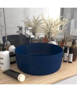 Lavandino Lusso Rotondo Blu Scuro Opaco 40x15 cm in Ceramica