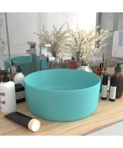 Lavandino Lusso Rotondo Verde Chiaro Opaco 40x15 cm in Ceramica