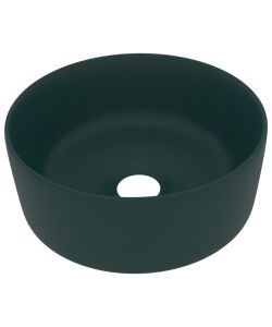 Lavandino Lusso Rotondo Verde Scuro Opaco 40x15 cm in Ceramica