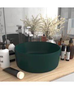 Lavandino Lusso Rotondo Verde Scuro Opaco 40x15 cm in Ceramica