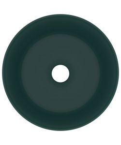 Lavandino Lusso Rotondo Verde Scuro Opaco 40x15 cm in Ceramica