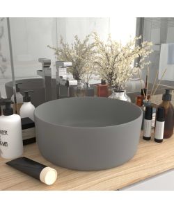 Lavandino Lusso Rotondo Grigio Chiaro Opaco 40x15cm in Ceramica