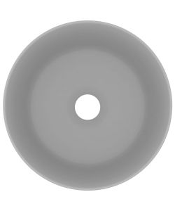 Lavandino Lusso Rotondo Grigio Chiaro Opaco 40x15cm in Ceramica