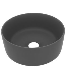 Lavandino Lusso Rotondo Grigio Scuro Opaco 40x15 cm in Ceramica