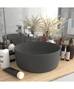 Lavandino Lusso Rotondo Grigio Scuro Opaco 40x15 cm in Ceramica