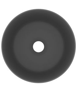 Lavandino Lusso Rotondo Grigio Scuro Opaco 40x15 cm in Ceramica