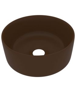 Lavandino Lusso Rotondo Marrone Scuro Opaco 40x15cm in Ceramica