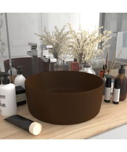 Lavandino Lusso Rotondo Marrone Scuro Opaco 40x15cm in Ceramica