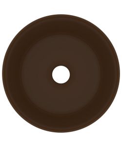 Lavandino Lusso Rotondo Marrone Scuro Opaco 40x15cm in Ceramica