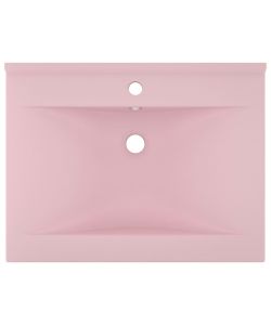 Lavandino con Foro Rubinetto Rosa Opaco 60x46 cm in Ceramica