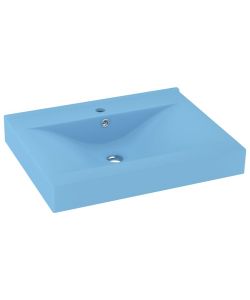 Lavandino con Foro Rubinetto Azzurro Opaco 60x46 cm in Ceramica