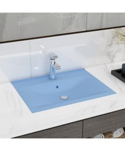 Lavandino con Foro Rubinetto Azzurro Opaco 60x46 cm in Ceramica