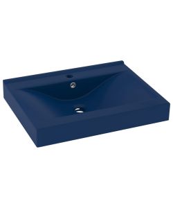 Lavandino con Foro Rubinetto Blu Scuro Opaco 60x46 cm in Ceramica