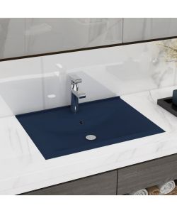 Lavandino con Foro Rubinetto Blu Scuro Opaco 60x46 cm in Ceramica