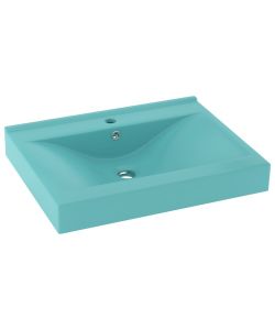 Lavabo con Foro Rubinetto Verde Chiaro Opaco 60x46 cm Ceramica