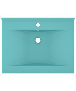 Lavabo con Foro Rubinetto Verde Chiaro Opaco 60x46 cm Ceramica