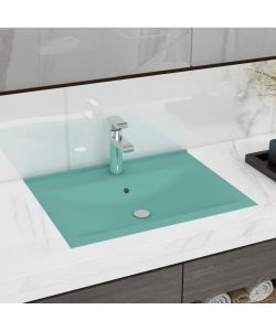 Lavabo con Foro Rubinetto Verde Chiaro Opaco 60x46 cm Ceramica