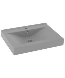 Lavabo con Foro Rubinetto Grigio Chiaro Opaco 60x46 cm Ceramica