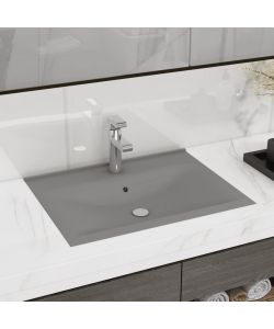Lavabo con Foro Rubinetto Grigio Chiaro Opaco 60x46 cm Ceramica