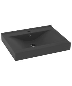 Lavabo con Foro Rubinetto Grigio Scuro Opaco 60x46 cm Ceramica